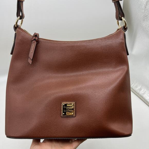 Dooney & Bourke Handbags Saffiano Leather Hobo Bags Amber Brown - Picture 1 of 15